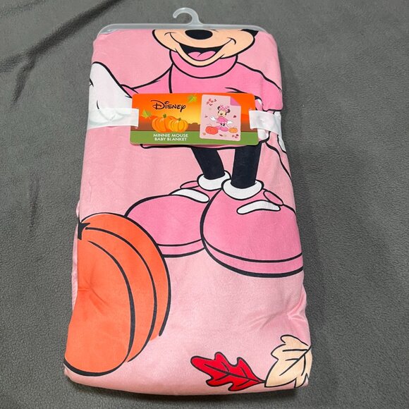 Cute Halloween baby blanket Disney Minnie Mouse Fall Autumn Pumpkin 30” X 40” - Picture 2 of 5